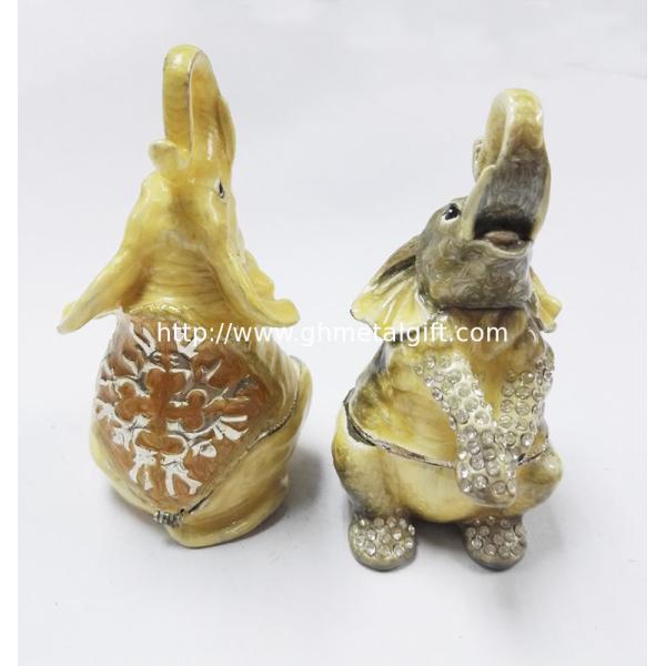 Elephant trinket jewelry box, petwer metal jewelry box elephant decoration gifts box