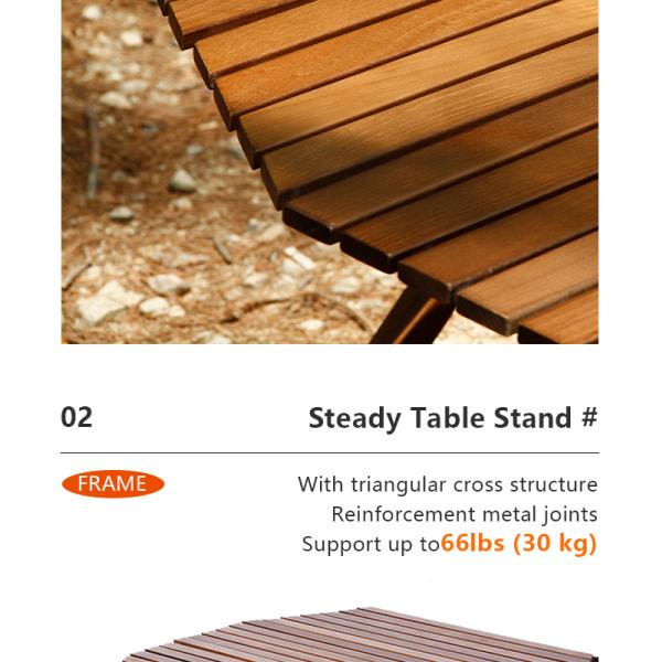 Octangle Wood Camping Table - Top view showing smooth wood surface