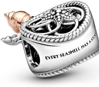 Openwork Seashell Dreamcatcher Charm - Necklace or Bracelet Charm for Women - Sterling Silver and 14k Rose Gold-Plated