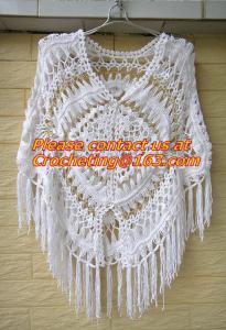 China Womens Crochet Poncho Shawl Fringe Girl Floral Sweater Poncho Wrap, ponchoes, crochet on sale