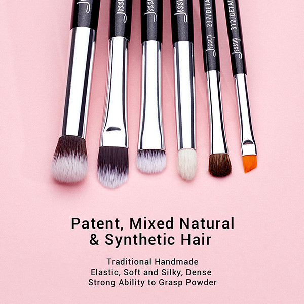 Jessup 15pcs Black/Silver Eyeshadow Eyebrow Shader Natural-synthetic Hair Makeup Brush Set T177