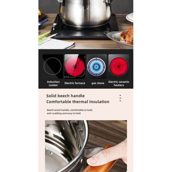 Factory Two Layer Cook Food Steamer Pot 18/8 Stainless Steel Steamer Pot With Wooden Handle