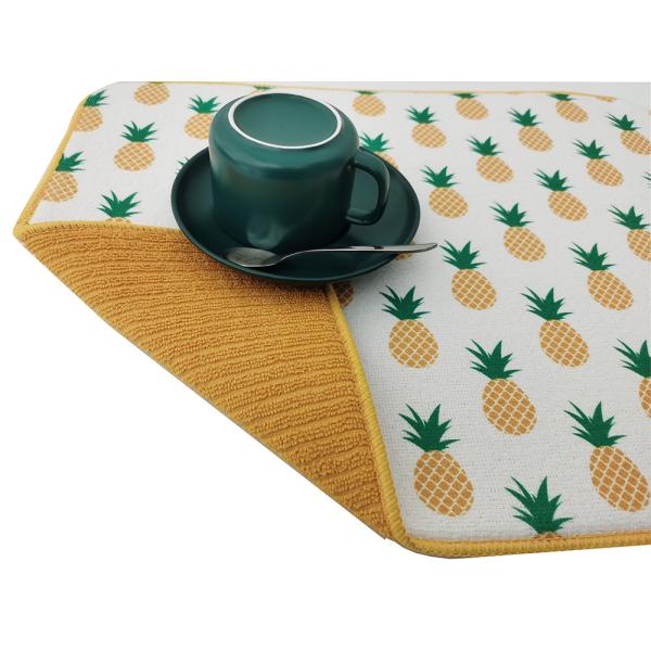18x24inch Reversible Lemon Printing Microfiber Drying Mat Countertop Drying
