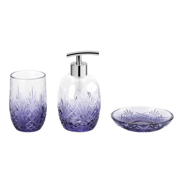 Ombre Orange Luxury Glass Bath Accessories Round Shape With Leaf Pattern Hand Soap Bottle Toothbrush Cup Soap Dish Holder