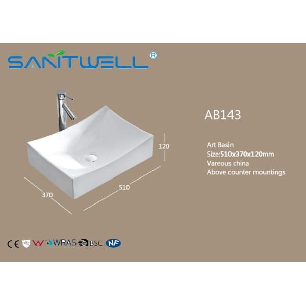 New Design Square AB143 Above Counter Basin Ceramic Vanity Bowl 510*370*120 mm
