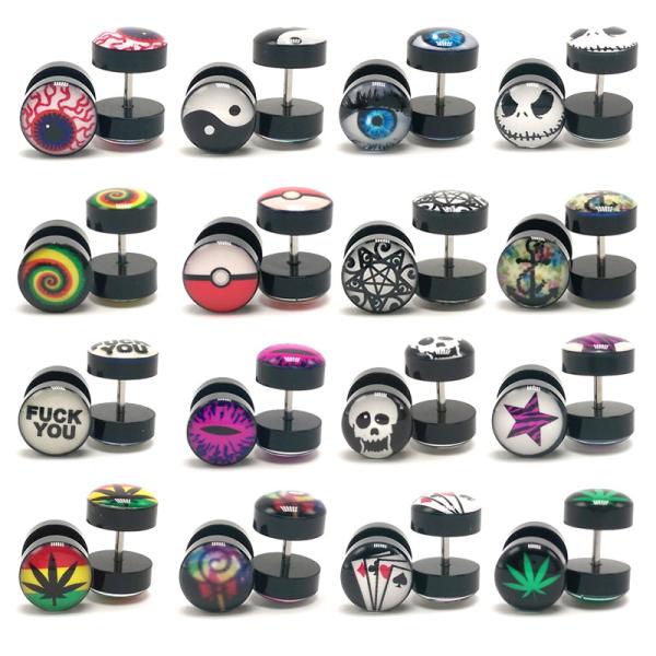 New Earings Fashion Jewelry Women's Ear Stud Barbell Piercing Punk Men Earrings Black