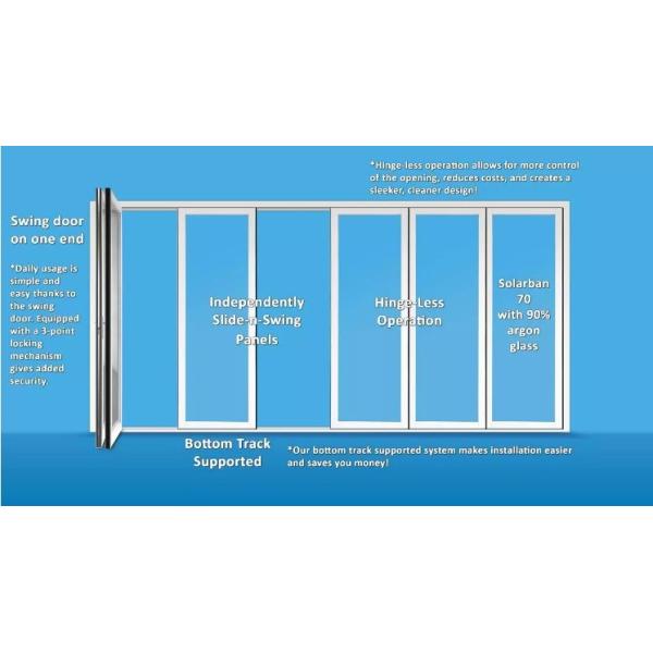 Balcony Horizontal Folding Door Decorative Aluminum Frame Glass Bifold Door