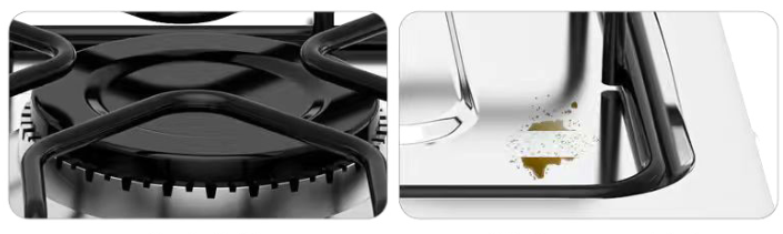 Manual Ignition 2 Burner Gas Hob Black Stainless Steel Oil Resistant Coating