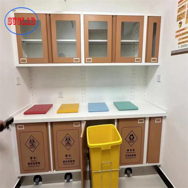 Full Steel Wall Mounted Hospital Operation Room Disposal Cabinet Three Section Slider