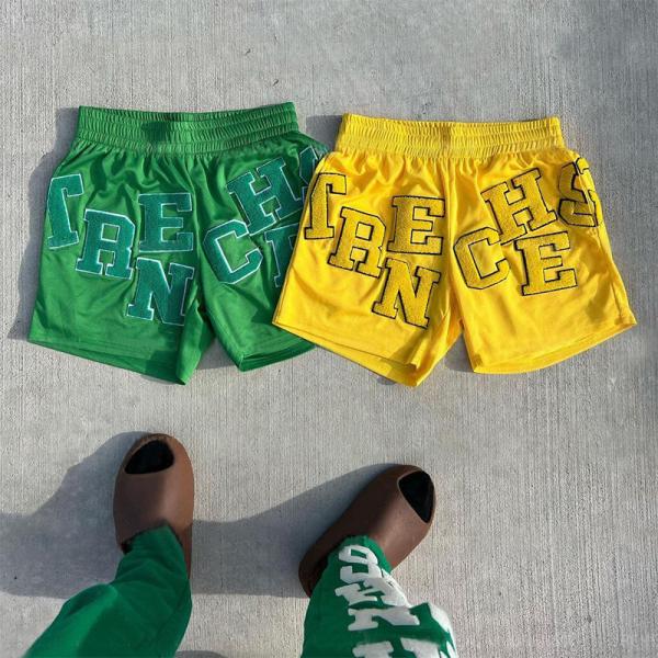 Chenille Embroidery Logo Mens Streetwear Shorts Breathable 5 Inch Shorts Streetwear