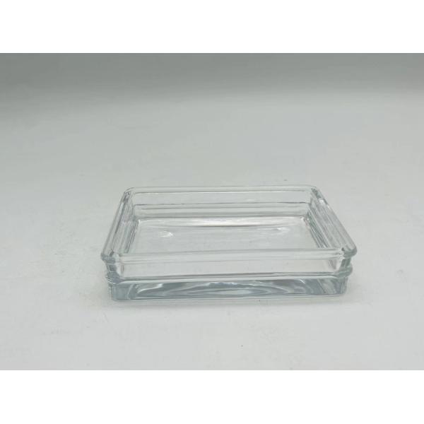 Clear Glass Bath Accessories Set Square Shape With Gold Apothecary Head Glass Soap Dispenser Soap Dish For Bathroom