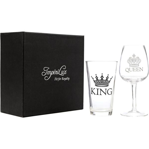 OEM Letter Print Wine Glass Gift Set Novelty Drinking Glassware