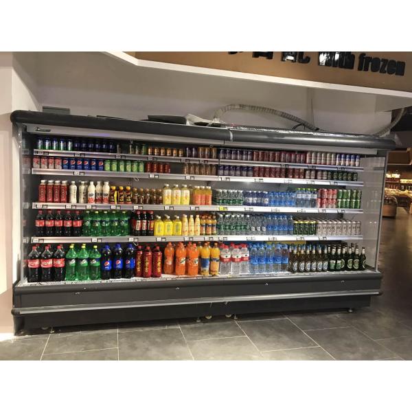 Hypermarket Multideck Open Chiller Air Curtain Cabinet Refrigerator Customized Color