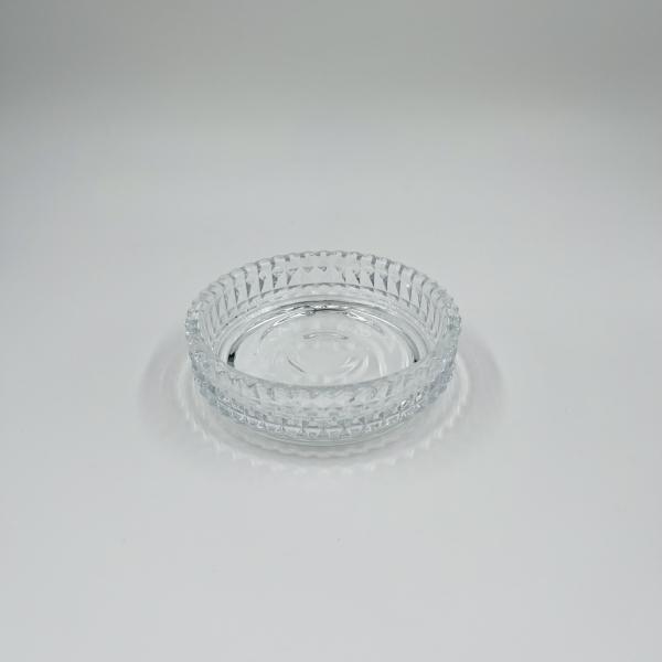 Glass Clear Bathroom Accessories Set Round Shape Diamond Pattern And Stripe Glass Soap Dispenser