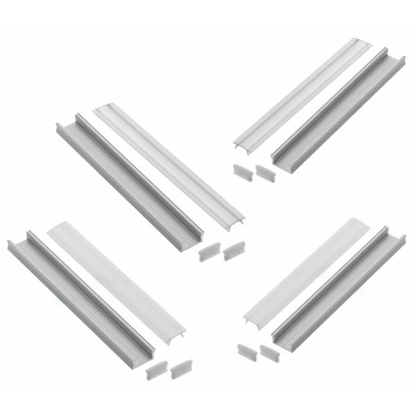 Extrusion U Channel Strip LED Aluminium Profile 14mm With Light End Caps