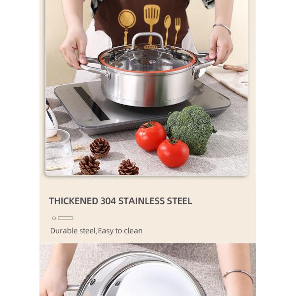 High Quality 3 Pieces Induction Cooking Pot Set Straight Pot Ollas 304 Stainless Steel Cookware Set With Glass Lid