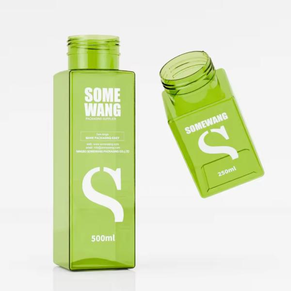 Custom Printing Cosmetic Bottles And Jars PET Cosmetic Plastic Bottles Green