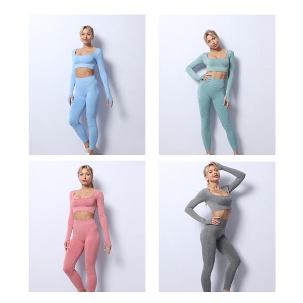 Seamless OEM High Waisted Leggings With Crop Top Spandex Nylon Long Sleeve Yoga Set