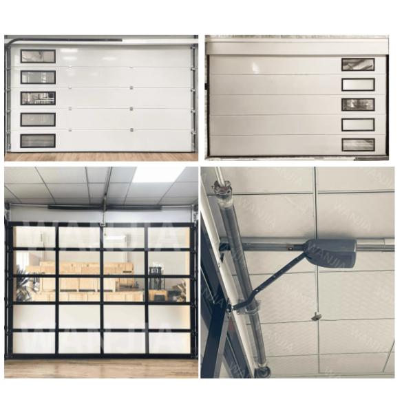 Industrial Sliding Insulated Sectional Doors Aluminum Alloy Overhead Panel 9.0mm Double Glazing