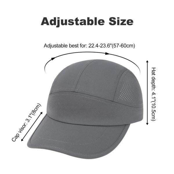Men Quick Dry Performance Running Hat Custom Lightweight Gray Nylon Mesh Sports Caps