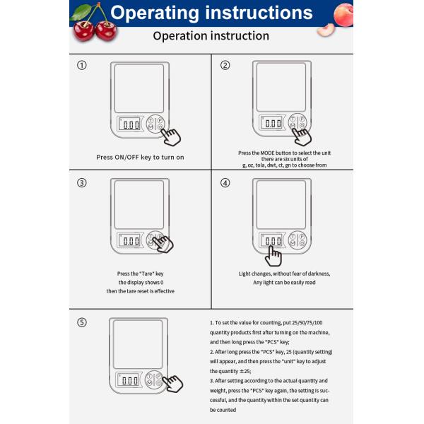 Easy Maintenance Stainless Steel Accuracy Coffee Bean Bakery Digital Food Scale Tea Scale Culinary Scale Weighing