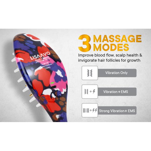 650nm Red LED Hair Growth Comb EMS Electric Massage Hair Brush 450mAh 3.7V Battery