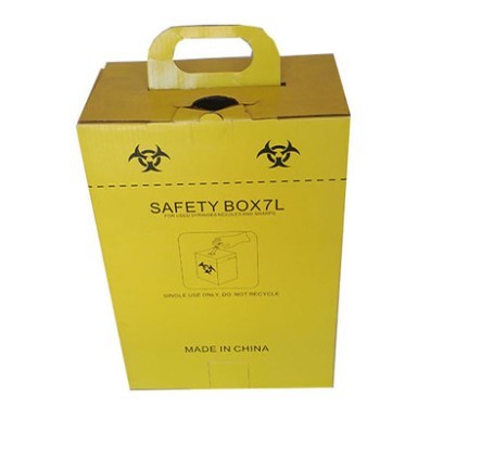 7L Safety box, Disposable Medical Cardboard Safety Box, Safety Box For Syringe,Needles and sharps, 7 Liters