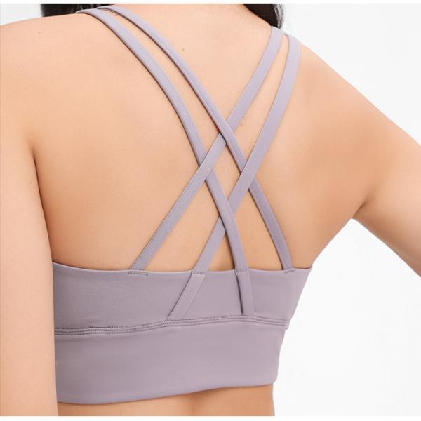 Mesh Stitching Womens Sports Bra Pull Round High Neck Gathered Shockproof