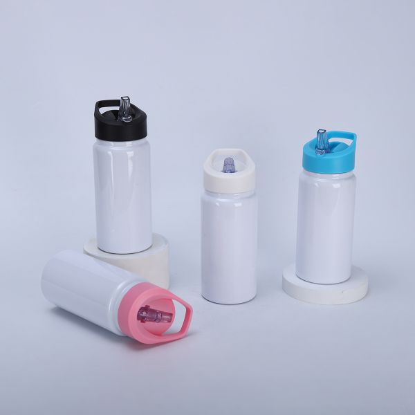 14oz Sublimation White Stainless Steel Water Bottle Tumbler With Portable Slip-Top Lid Vacuum Insulated Kids Water Bottle