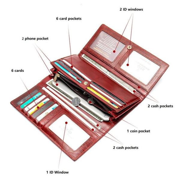 Personalized Women RFID Trifold Money Clip Genuine Leather Wallet