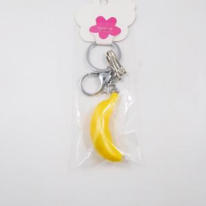 Quality Promotion Plastic Simulate Fruit Flashing Yellow Banana LED Keychain Light Key Rings wholesale