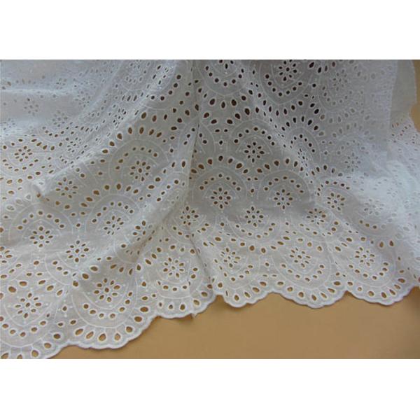 Chemical Vintage Eyelet 100% Cotton Lace Fabric For Lady Shirt And Suit Anti Static