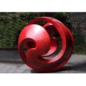 China Public Red Stainless Steel Sphere Sculpture / Large Metal Art Sculptures on sale