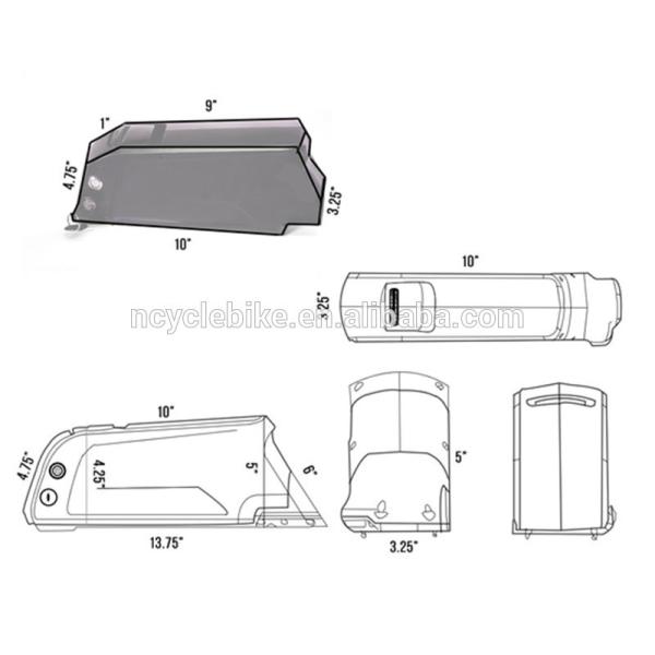NC-020 48v 500w ebike lithium battery downtube 48v 10ah samsung cell 2600mah