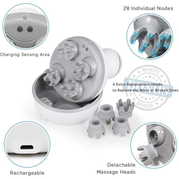 Rechargeable Head Scalp Massager Acupoint Massaging Headache Relieving 5V 1A