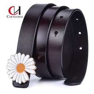 China Flower Buckle Female Leather Belt Standard Length All Seasons on sale