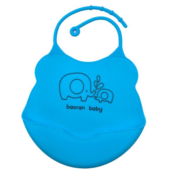 Custom Printing Best Fancy Fold-able Collapsible Comfort Waterproof Easily Wipes Clean Baby Silicone Bib with Pocket