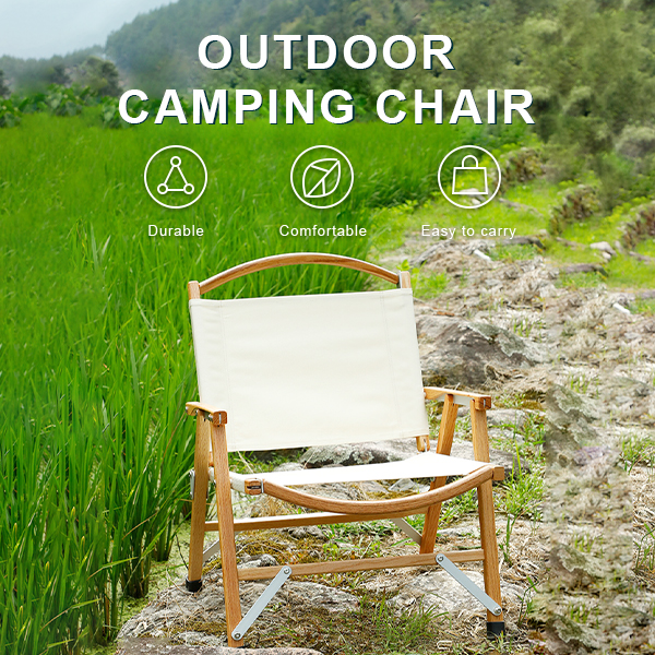 Custom Logo Oak Camping Chair - Side View