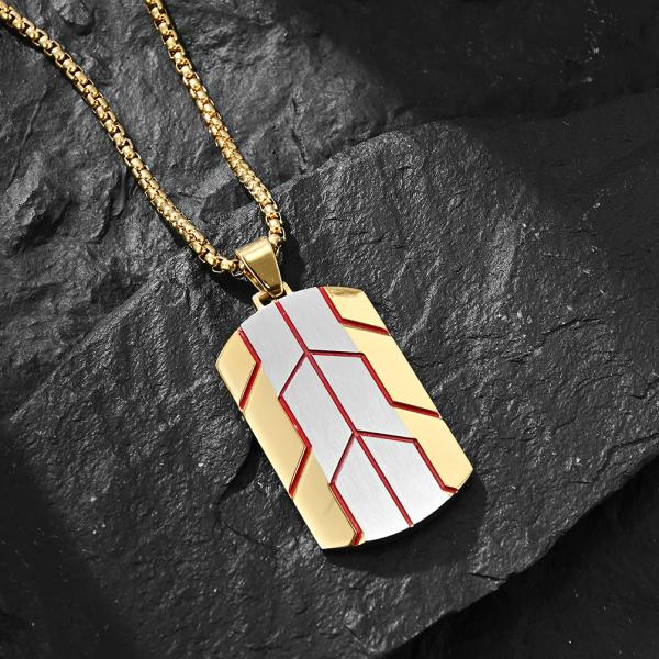 High Quality Stainless Steel Dog Tag Pendant Necklace Jewelry Black Square Pendant Necklace for Men