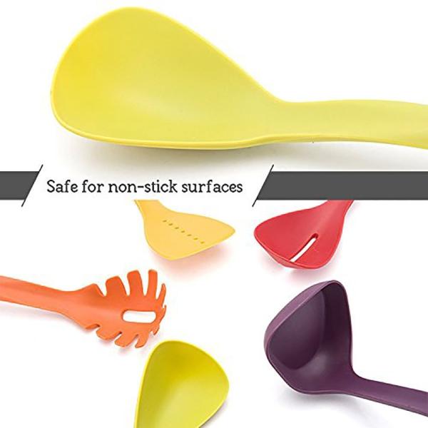 Nonstick Cooking Made Stylish 5-Piece Compact Nesting Utensil Set in Vibrant Colors