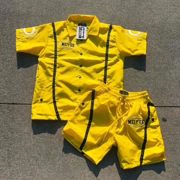 Custom Windbreaker Buttons Polyester Nylon Polo Shirt 2 Piece Set Shorts Jogging Suit Men T Shirts Short Set Tracksuit for Men