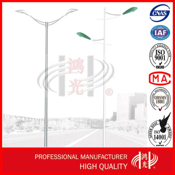 Powder Coated 11M Commercial Outdoor Light Poles , Double Arms Steel Light Poles