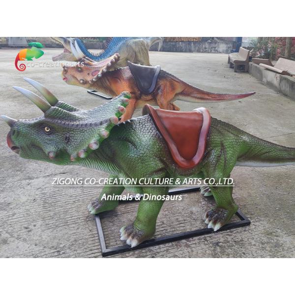 Interactive Fiberglass Triceratops Ride-On: Child-Friendly Dinosaur Sculpture For Theme Parks & Exhibitions