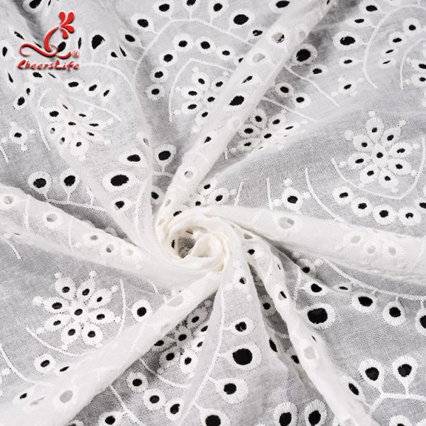 2019 Hot White Cotton Fabrics Embroidered Lace Fabric For Bridal