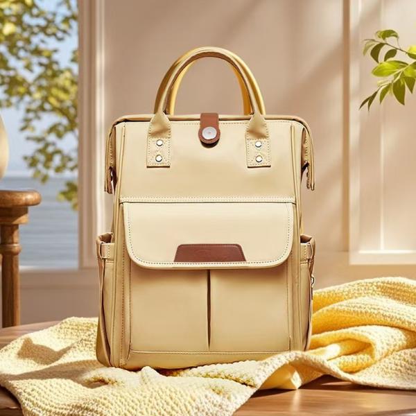 Large Capacity Multi-Functional Diaper Bag for Moms Geometric Pattern Waterproof Cotton Handheld Backpack