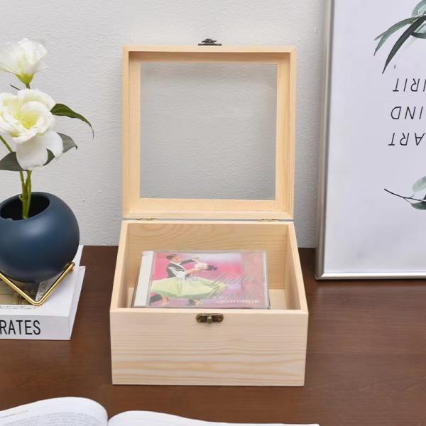 Unfinished Acrylic Top Wooden Packaging Box Decorations Jewelry Wooden Display Box