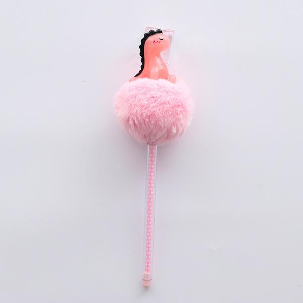 Plastic Pink Fluffy Pastel Plush Pen 0.5mm Nib Ultralight Durable