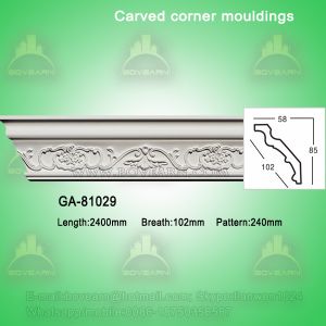 Quality Fashion carved pu crown moldings cornice molding wholesale