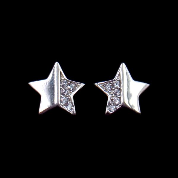 Anniversary Small 925 Silver Earrings With Five Pointed Flower Shape
