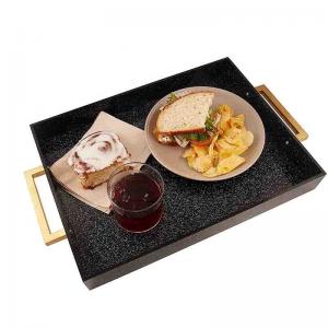 China Shiny Black Acrylic Coffee Table Tray Lucite Metal Handle Serving Ottoman Breakfast Tea Food on sale